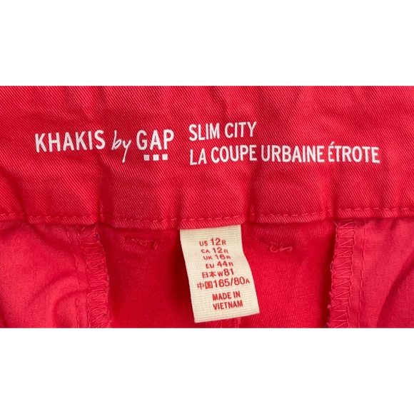 GAP Women's Size 12R Slim City Cropped Coral Pink Khaki Pants - Picture 3 of 4